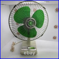 Vintage 1970's Green Lasco Sears tilting Atomic logo fan very rare Works 3 Speed