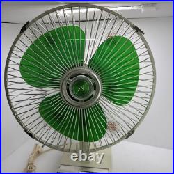 Vintage 1970's Green Lasco Sears tilting Atomic logo fan very rare Works 3 Speed
