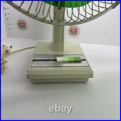 Vintage 1970's Green Lasco Sears tilting Atomic logo fan very rare Works 3 Speed