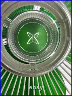 Vintage 1970's Green Lasco Sears tilting Atomic logo fan very rare Works 3 Speed