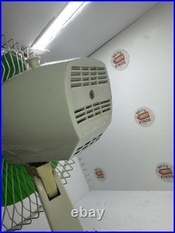Vintage 1970's Green Lasco Sears tilting Atomic logo fan very rare Works 3 Speed