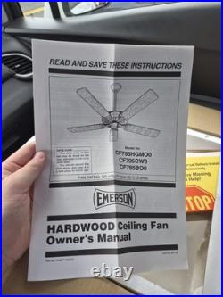 Vintage 1980s NOS Emerson Electric Friction Drive 52 Ceiling Fan Northwind Oak