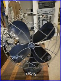 Vintage 3 Speed Antique Emerson Electric Industrial Oscillating Table Fan 40's