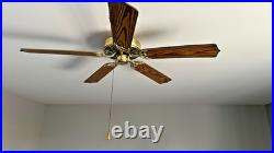 Vintage 52 Brass Ceiling Fan Classic Vented Motor, Tested Works
