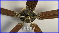 Vintage 52 Brass Ceiling Fan Classic Vented Motor, Tested Works