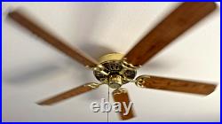Vintage 52 Brass Ceiling Fan Classic Vented Motor, Tested Works