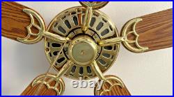 Vintage 52 Brass Ceiling Fan Classic Vented Motor, Tested Works