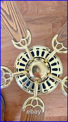 Vintage 52 Brass Ceiling Fan Classic Vented Motor, Tested Works