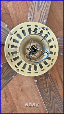 Vintage 52 Brass Ceiling Fan Classic Vented Motor, Tested Works