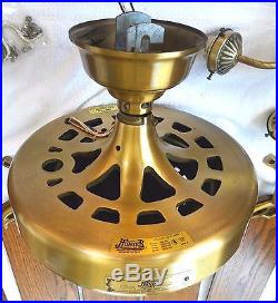 Vintage 52 Hunter Olde Tyme Original Ceiling Fan #23552 Antique Brass
