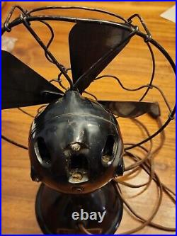 Vintage 8 Inch Menominee Antique Ball Motor Electric Desk Fan Single Speed Works