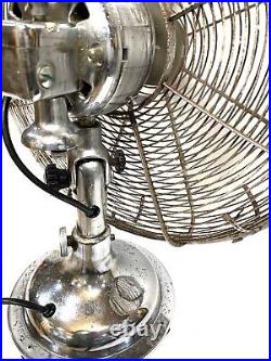 Vintage ART DECO Chrome CINNI Oscillating 3 Speed 16 Electric Fan dsp