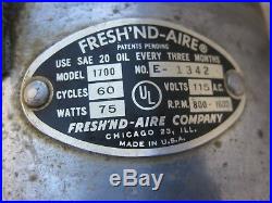 Vintage / Antique 18 Fresh'nd Aire Model 17 Fan With Airplane Propeller Blade