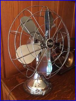 Vintage Antique Diehl large oscillating fan Chrome