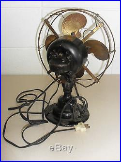 Vintage Antique EMERSON 10 Brass Blades & Cage 3 Speed Fan RARE Works 21645