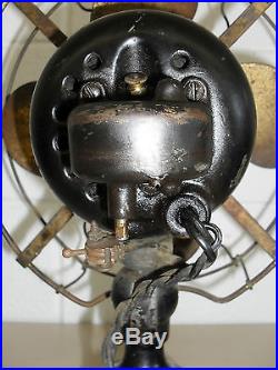Vintage Antique EMERSON 10 Brass Blades & Cage 3 Speed Fan RARE Works 21645