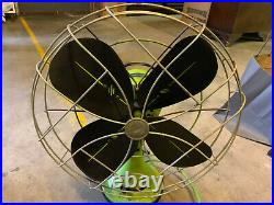 Vintage Antique Emerson Electric Cast Iron Neon Green Painted Fan Metal Blades