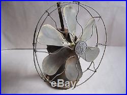 Vintage Antique Fan General Electric Brass Blades and Cage G E 12 Inch