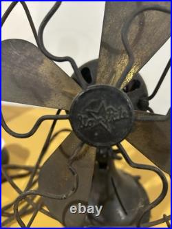 Vintage Antique Fitzgerald Star Rite Fan 10 Brass Blade Cut Cord Collectible