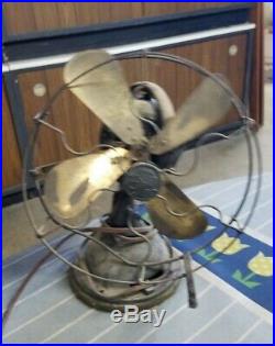 Vintage Antique GE General Electric Brass Blade Fan 3 Speed Oscillating