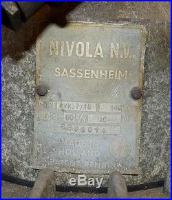 Vintage Antique Nivola Sassenheim Holland Electric Ceiling Fan Patent Pending