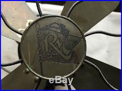 Vintage Antique ROBBINS & MYERS 2110 Brass Blade Fan