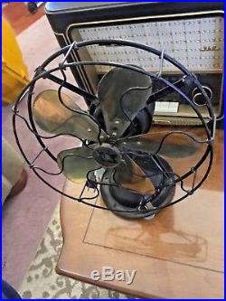 Vintage Antique Robbins & Meyers Electrical Fan With Brass Blades 10 Fan