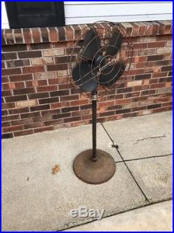 Vintage Antique Robbins & Myers 3 Speed Pedestal Floor Oscillating Fan 15 Blade