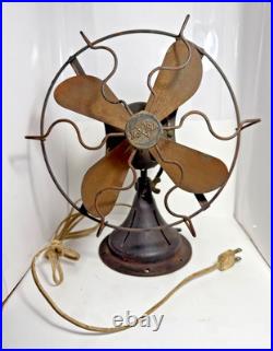 Vintage Antique Star Rite 4 Brass Blade Electric Metal Fan 10 Diameter