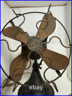Vintage Antique Star Rite 4 Brass Blade Electric Metal Fan 10 Diameter