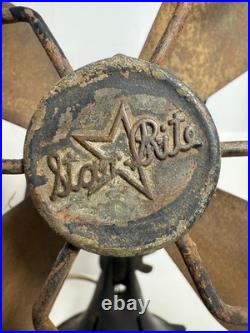 Vintage Antique Star Rite 4 Brass Blade Electric Metal Fan 10 Diameter