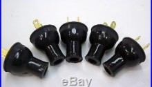 Vintage Antique Style BLACK Electric Plug 5-Pack- Steampunk Lamp Cord Rewire