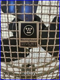 Vintage Aqua Westinghouse 2 Speed Floor Fan Model Am 17-2 Tilt Fan On Wheels