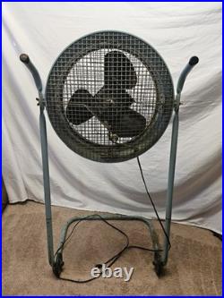 Vintage Aqua Westinghouse 2 Speed Floor Fan Model Am 17-2 Tilt Fan On Wheels