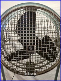 Vintage Aqua Westinghouse 2 Speed Floor Fan Model Am 17-2 Tilt Fan On Wheels