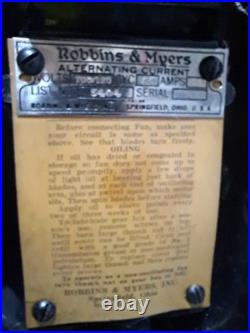 Vintage Art Deco Robbins & Myers Oscillating Fan, Model# 5404, Retro Steampunk