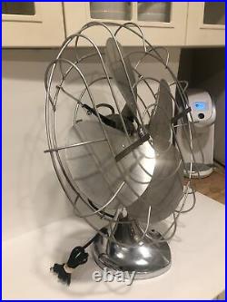 Vintage CHROME Hunter Zephair Oscillating Electric Fan 265 C-16. Exc Working Cond