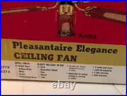 Vintage Ceiling Fan Elegance Brass One Side Cane Wicker 4 Blades 42 NOS