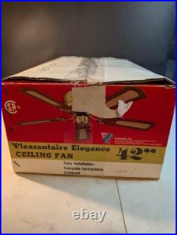 Vintage Ceiling Fan Elegance Brass One Side Cane Wicker 4 Blades 42 NOS