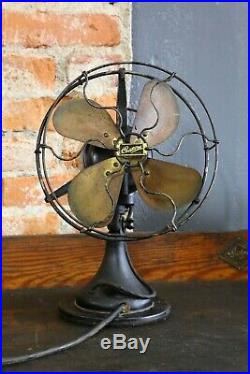 Vintage Century Brass blade Fan Antique Old industrial electric desk fan cage