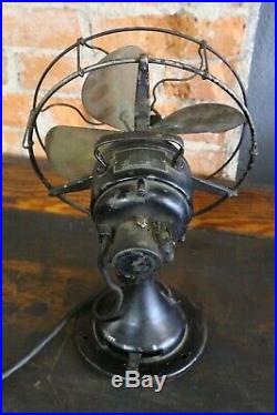 Vintage Century Brass blade Fan Antique Old industrial electric desk fan cage