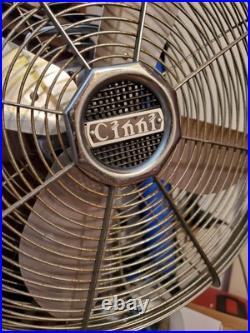 Vintage Cinni Electric 3 Speed Oscillating 12 Fan Chrome Mid Century EamsNice