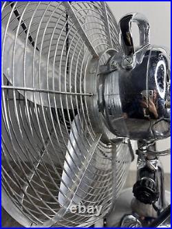 Vintage Cinni Electric Oscillating Industrial Fan Mid Century 3 Speeds 16 EUC