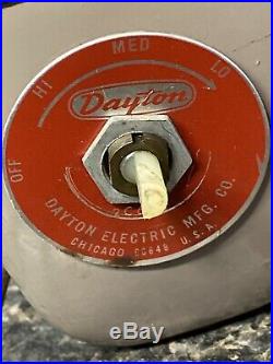 Vintage Dayton Hassock Round Floor Fan Antique USA Metal Foot Stool-Works Great