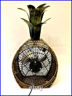 Vintage Deco Breeze Pineapple Retro Fan 15 Tall Bronze / Green Metal Very Rare
