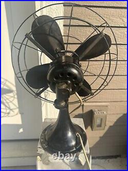 Vintage Diehl 3 Speed 4 Blade Black Fan 15 Tested Art Deco