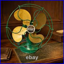 Vintage EMERSON ELECTRIC FAN MODEL 2150 10 INCH NON OSCILLATING Green And Gold