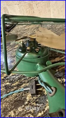 Vintage EMERSON ELECTRIC FAN MODEL 2150 10 INCH NON OSCILLATING Green And Gold