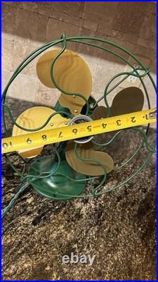 Vintage EMERSON ELECTRIC FAN MODEL 2150 10 INCH NON OSCILLATING Green And Gold