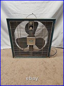 Vintage EMERSON ELECTRIC In/Out Hi/Lo HEAVY Metal Box Fan 3 Blade WORKS